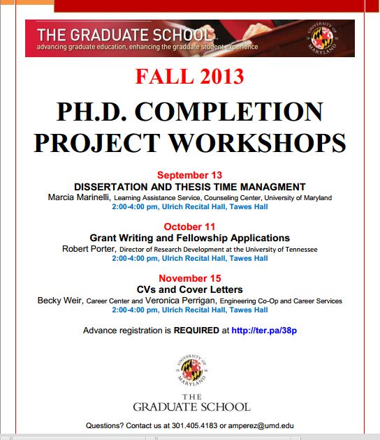 PhD Completion Workshops College Park 2013