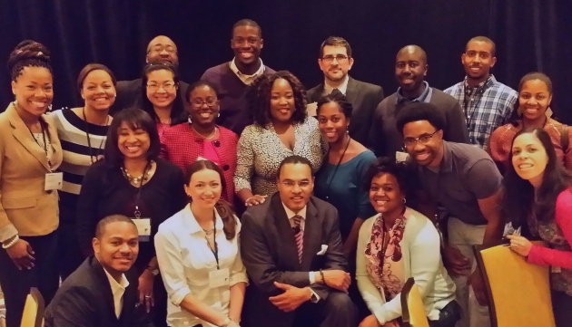 Grad students and postdocs from schools around Maryland with Dr. Tull and UMBC's President, Dr. Hrabowski