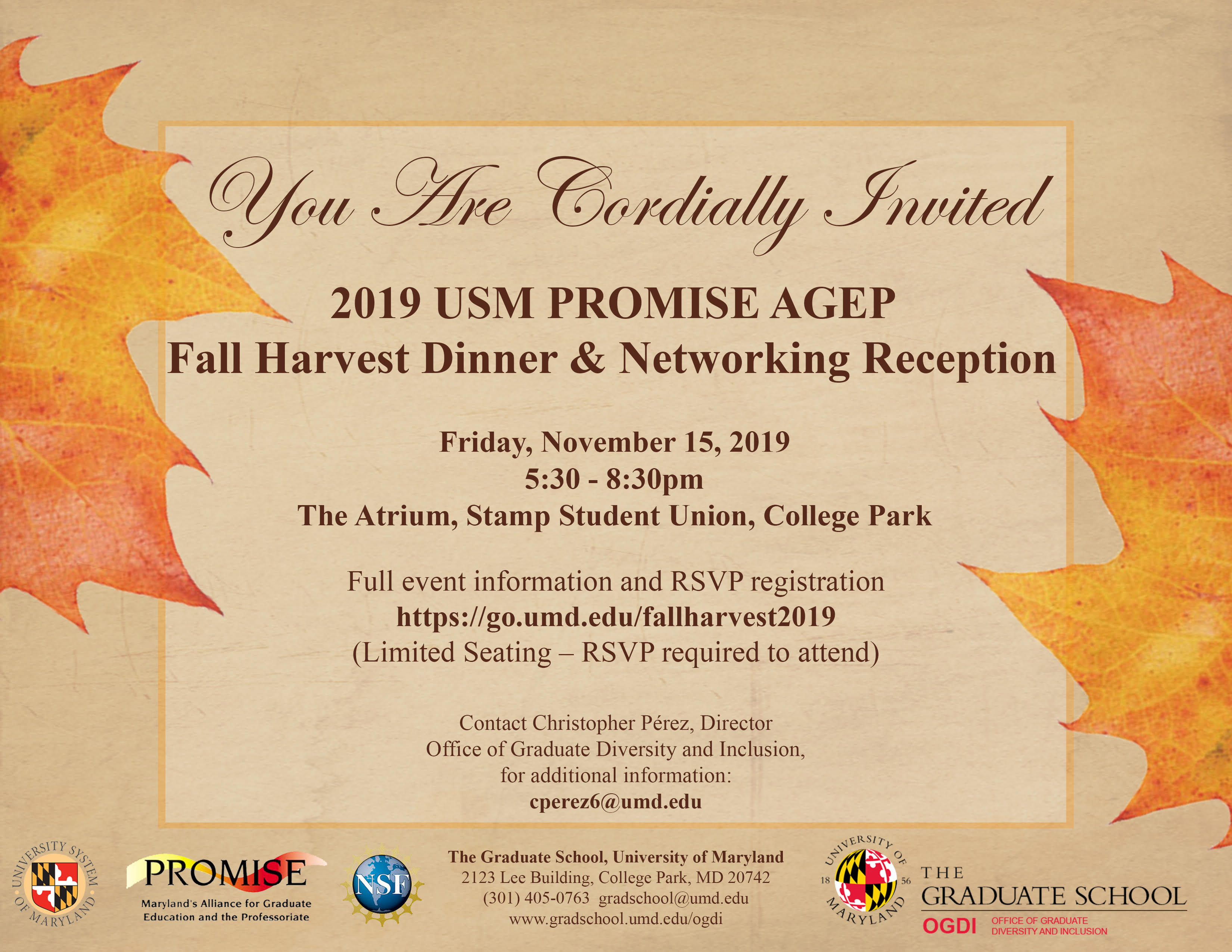 2019 USM PROMISE AGEP Fall Harvest Dinner and Networking Reception
